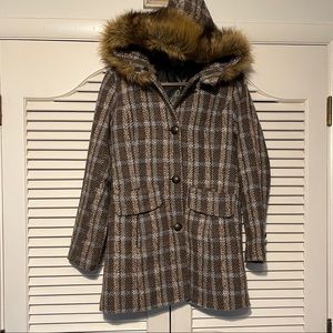 Apt 9 Vintage Boho Gray Hooded Pea Coat size Small